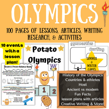 Preview of Olympics-lesson plans, articles, writing, research, potato Olympics & more!