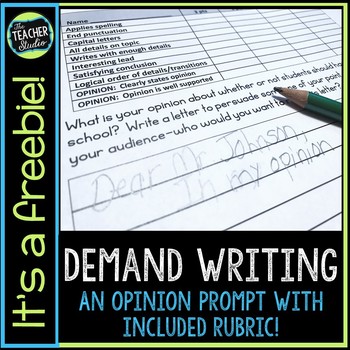 Preview of On Demand Free Writing Assessment - Easy Grade Opinion Writing Prompt