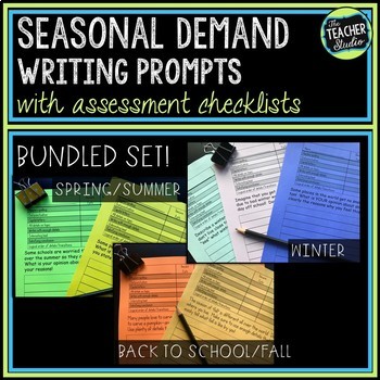 Preview of On Demand Seasonal Writing Assessments - Easy Grade Writing Prompt BUNDLE