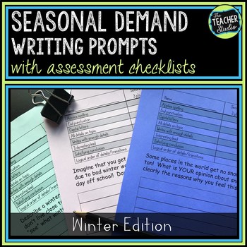 Preview of On Demand Winter Writing Assessments - Easy Grade Writing Prompts