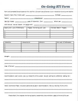 Preview of On Going RTI Documentation form
