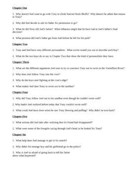 Preview of On My Honor Guided Reading Questions