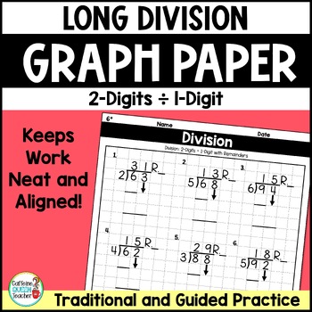 long division 2 digits by 1 digit on graph paper by caffeine queen teacher