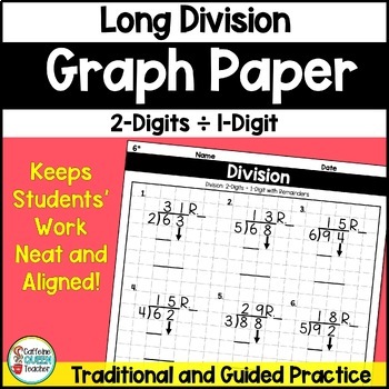 Preview of Long Division Practice 2 Digits by 1 Digit on Graph Paper Grids Worksheets