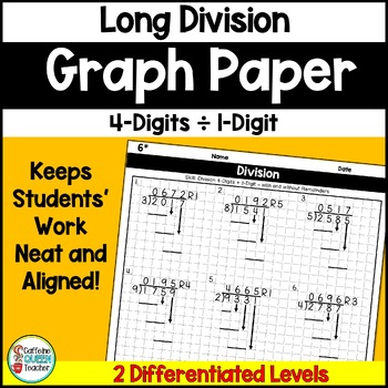 Preview of Long Division Practice of 4-Digits by 1-Digit on Graph Paper Standard Algorithm