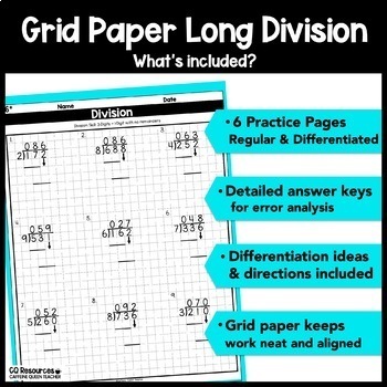 long division 3 digit by 1 digit on graph paper with no remainders