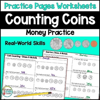 Preview of Coin Counting Practice Worksheets for Money Skills and Life Skills