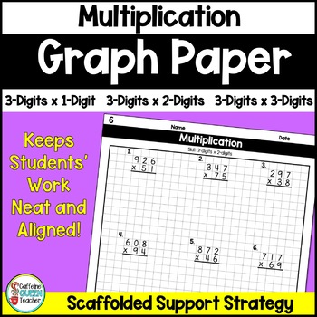 Preview of 3-Digit Multiplication Practice Worksheets on Graph Paper Grids