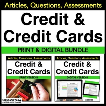 Preview of Financial Literacy Credit and Credit Cards for Career Exploration in High School