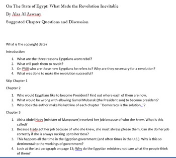 Preview of On The State of Egypt Questions and Discussion points
