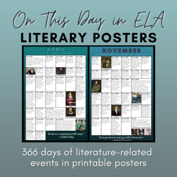 Preview of On This Day in ELA - Historical Literary Events Poster Set