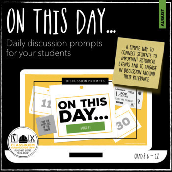 Preview of On This Day in History...August Daily Warm Up Bell Ringer Distance Learning