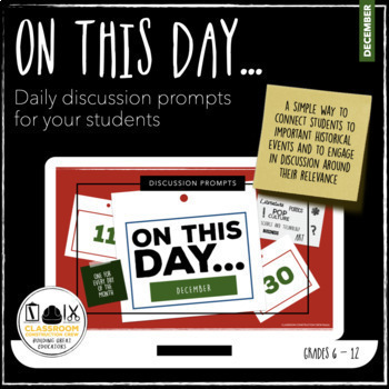 Preview of On This Day in History...December Daily Warm Up Bell Ringer Distance Learning