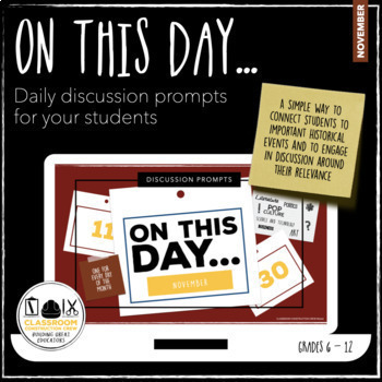 Preview of On This Day in History...November Daily Warm Up Bell Ringer Distance Learning