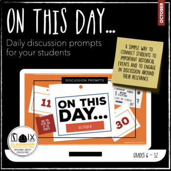 Preview of On This Day in History...October Daily Warm Up Bell Ringer Distance Learning