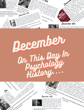Preview of On This Day in Psychology History: December | Bell Ringer, Opener | No Prep!