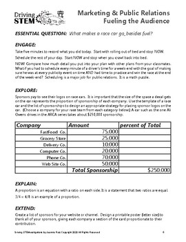 Preview of On Track with Math! Ratios and Sponsorships