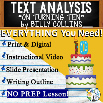 Preview of On Turning Ten by Billy Collins Text Based Evidence  Text Analysis Essay Writing