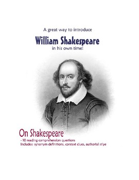 Preview of Introduction to William Shakespeare- Reading Quiz- Biography