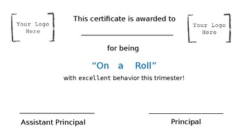 Preview of On a Roll Certificate