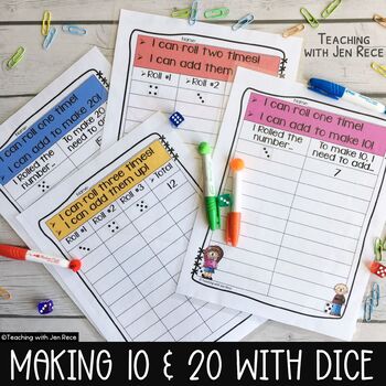 Preview of Making 10 and Making 20 Dice Packet with Easel Activity