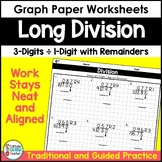 Long Division 3-Digit by 1-Digit with Remainders on Graph Paper