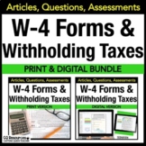 Financial Literacy Tax Forms & W-4 Career Exploration High