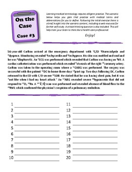 Preview of On the Case: Scenarios in Medical Terminology, Case #3