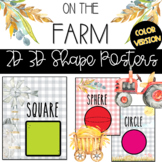 On the FARM Themed Classroom Decor - 2D & 3D Shapes Poster