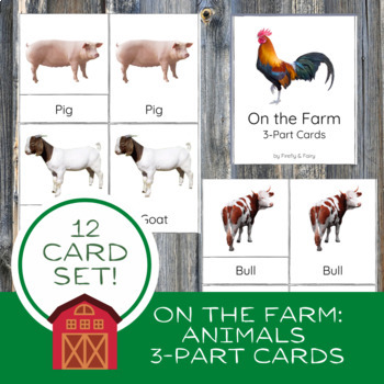 On the Farm Animals Montessori Nomenclature 3-Part Cards / Science / Safari  Toob