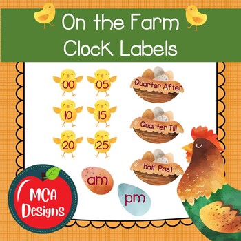 Preview of On the Farm Clock Labels