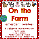 On the Farm emergent readers 3 levels sight words cow pig 