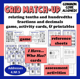 Grid Match-Up - relating tenths and hundredths game, activ