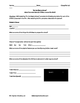 Preview of On the Way to School Companion Worksheet