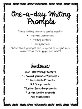 Preview of One A Day Writing Prompts