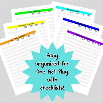 Preview of One Act Play - Checklists (Printable)