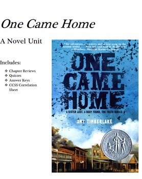 Preview of One Came Home Novel Unit