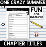 One Crazy Summer Chapter Worksheets Teaching Resources Tpt