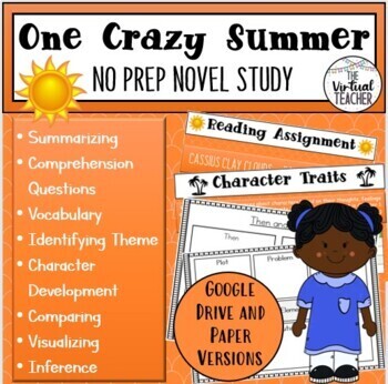 Preview of One Crazy Summer - Novel Study (Book Club) - Online/Digital + Paper Versions