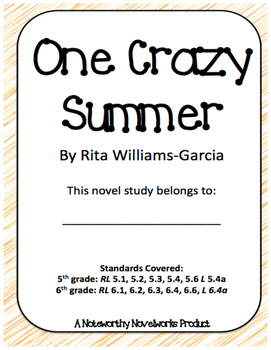 Preview of One Crazy Summer by Rita Williams-Garcia Novel Study / Key