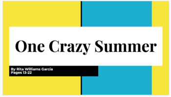 Preview of One Crazy Summer Pages 13-22 Lesson Plan/Activities