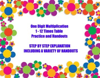 Preview of One Digit Multiplication 1 - 12 Times Table Practice and Handouts - 18 Pages