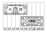 One Dollar Bill 11-20 Number Sequence Puzzle. Financial ed