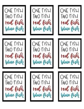 Preview of One Fish Two Fish Gift/Cookie Tags - Dr. Seuss Celebration