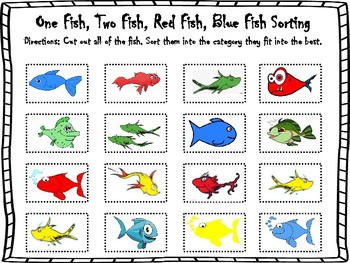 Seuss One Fish Two Fish Red Fish mini erasers teacher supply sorting math 60 Dr 