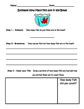 Preview of One Fish, Two Fish Red Fish, Blue Fish Estimation Activity