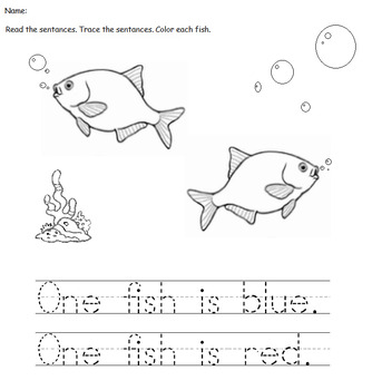 Preview of One Fish Two Fish Traceing Sheet