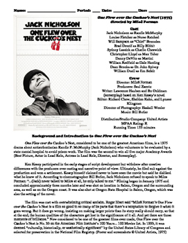 Preview of One Flew over the Cuckoo's Nest Film (1975) Study Guide Movie Packet
