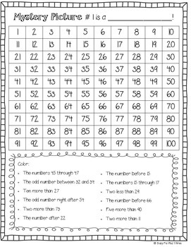 one hundreds chart mystery pictures packet math hidden