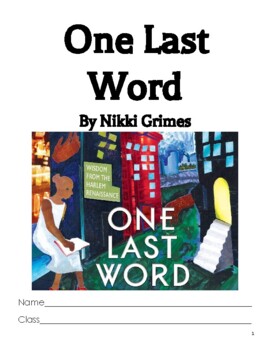 Preview of One Last Word by Nikki Grimes golden shovel poetry book study